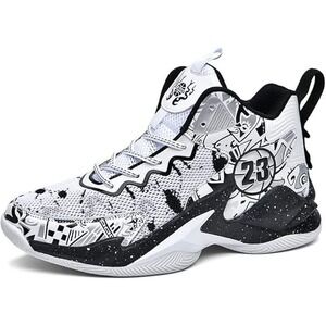 Spring Men's US 10Y Black White Running Basketball Shoes Sneakers Sports Outdoo
